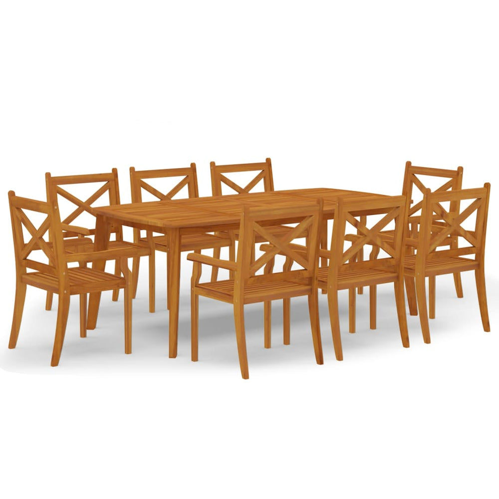 vidaXL Salon de jardin à dîner 9 pcs Bois d'acacia massif