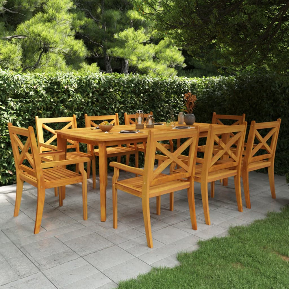 vidaXL Salon de jardin à dîner 9 pcs Bois d'acacia massif