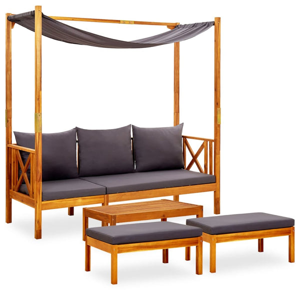 vidaXL Banc de jardin avec table et repose-pieds en acacia massif