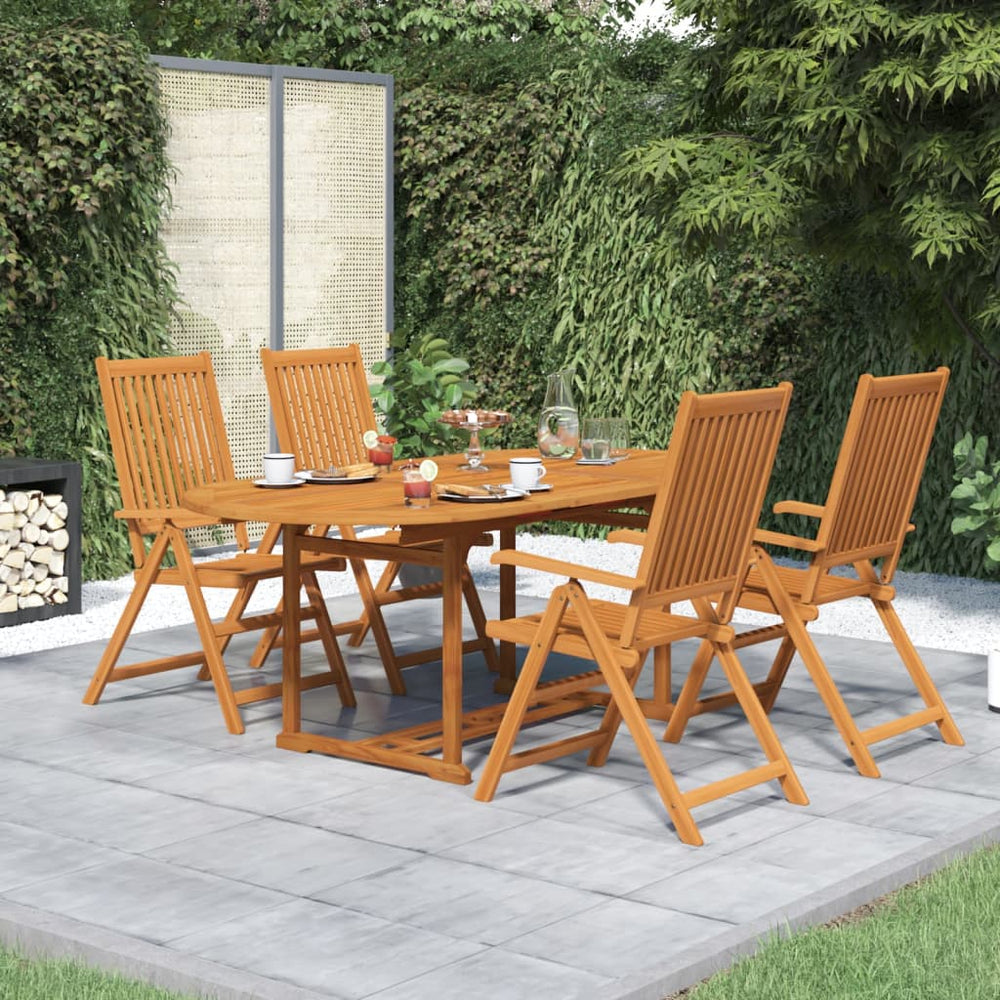 vidaXL Table et chaises de jardin 5 pcs Bois d'acacia massif 150-200 cm