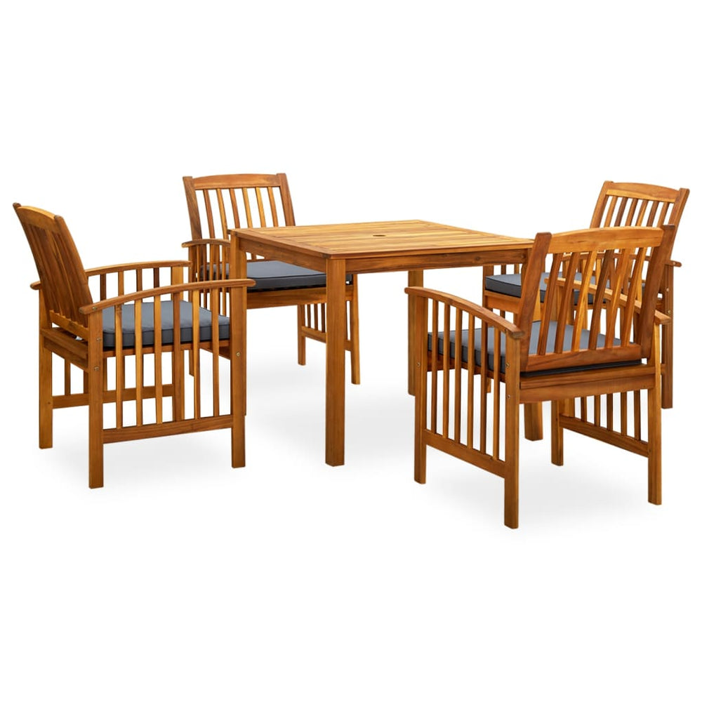 vidaXL Ensemble de salle à manger de jardin 5 pcs avec coussins Bois d'acacia massif