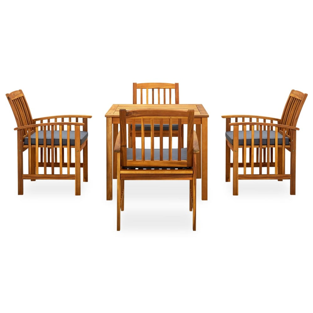 vidaXL Ensemble de salle à manger de jardin 5 pcs avec coussins Bois d'acacia massif
