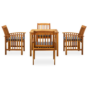 5-tlg. Garten-Essgruppe mit Kissen Massivholz Akazie