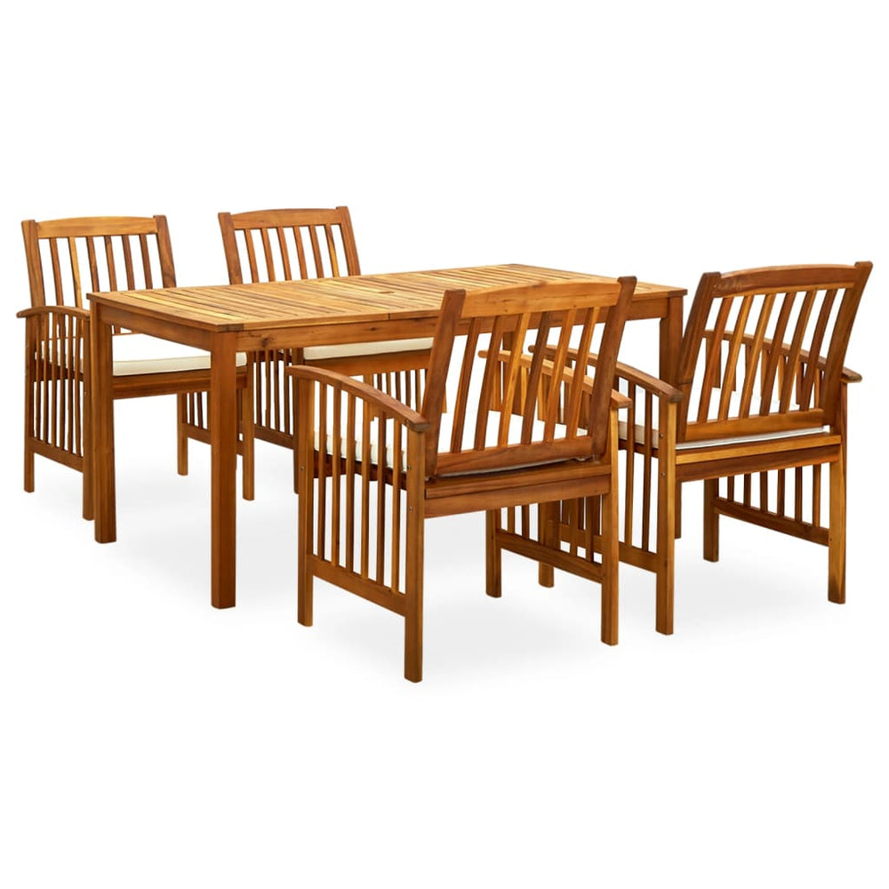 vidaXL Ensemble de salle à manger de jardin 5 pcs avec coussins Bois d'acacia massif