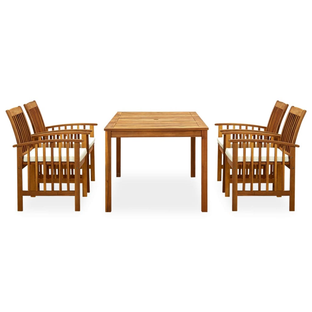 vidaXL Ensemble de salle à manger de jardin 5 pcs avec coussins Bois d'acacia massif