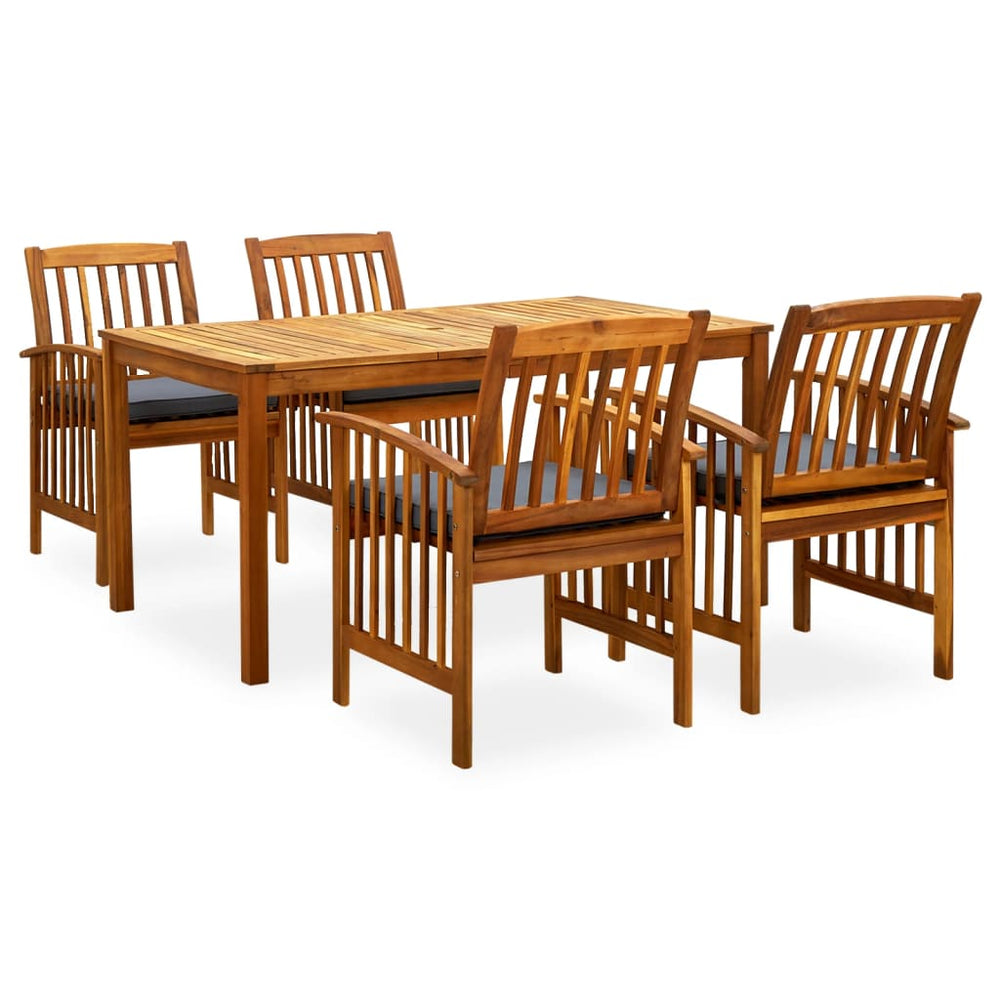 vidaXL Ensemble de salle à manger de jardin 5 pcs avec coussins Bois d'acacia massif