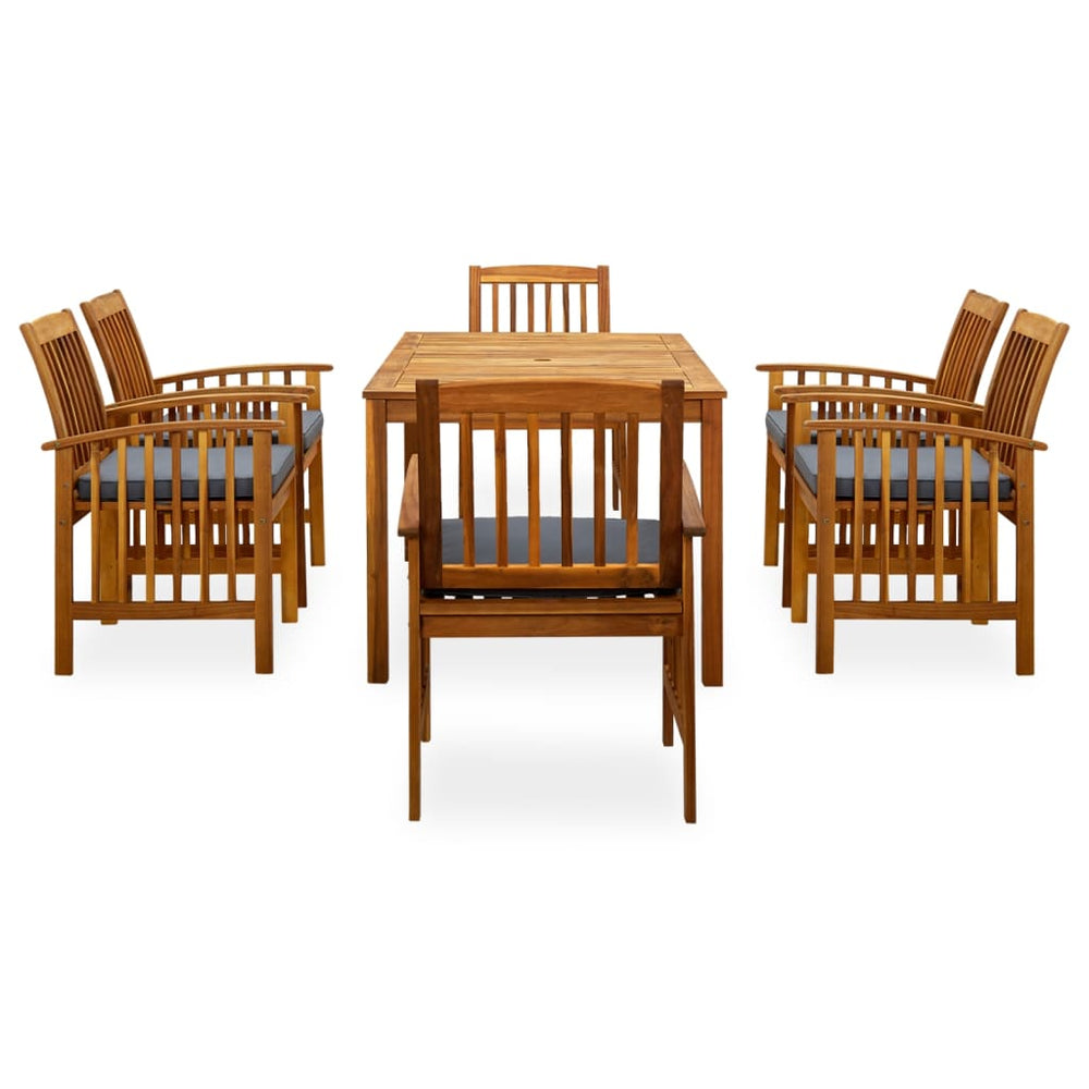 vidaXL Salon de jardin 7 pcs. avec coussins Bois d'acacia massif