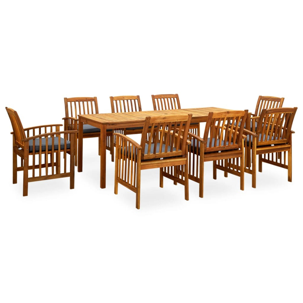 vidaXL Ensemble repas de jardin 9 pcs avec coussins Bois d'acacia massif