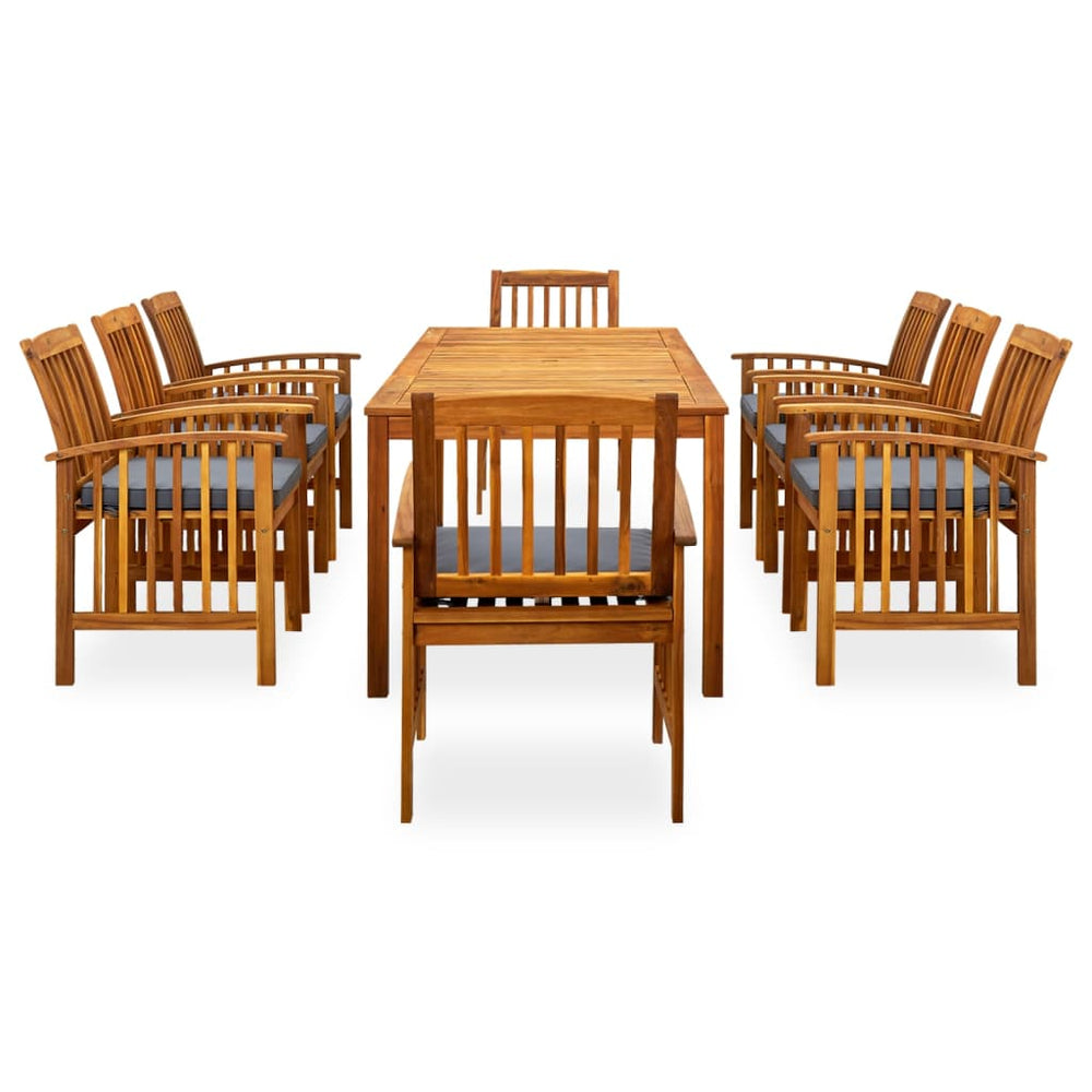 vidaXL Ensemble repas de jardin 9 pcs avec coussins Bois d'acacia massif