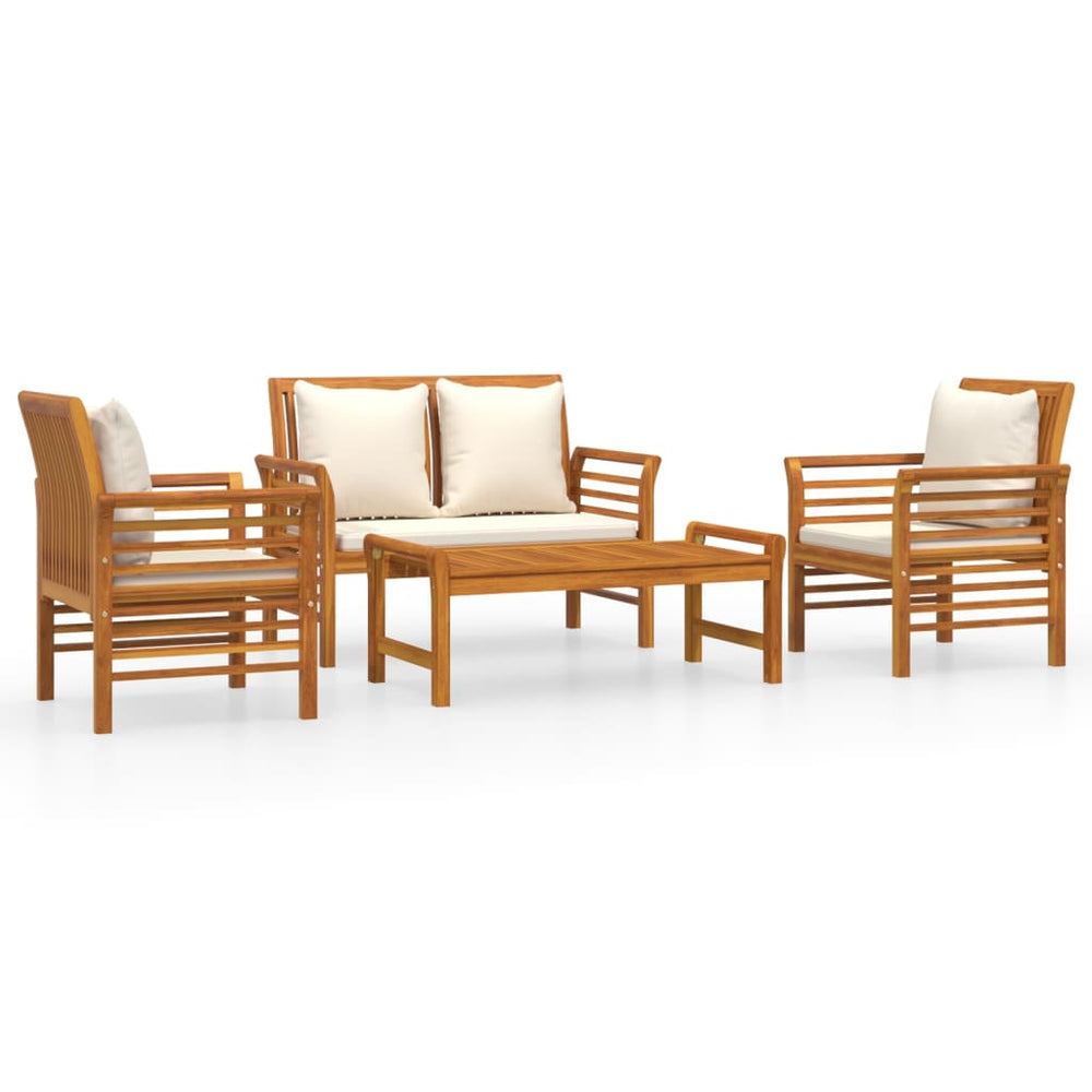 vidaXL Salon de jardin 4 pcs avec coussins Bois d'acacia massif