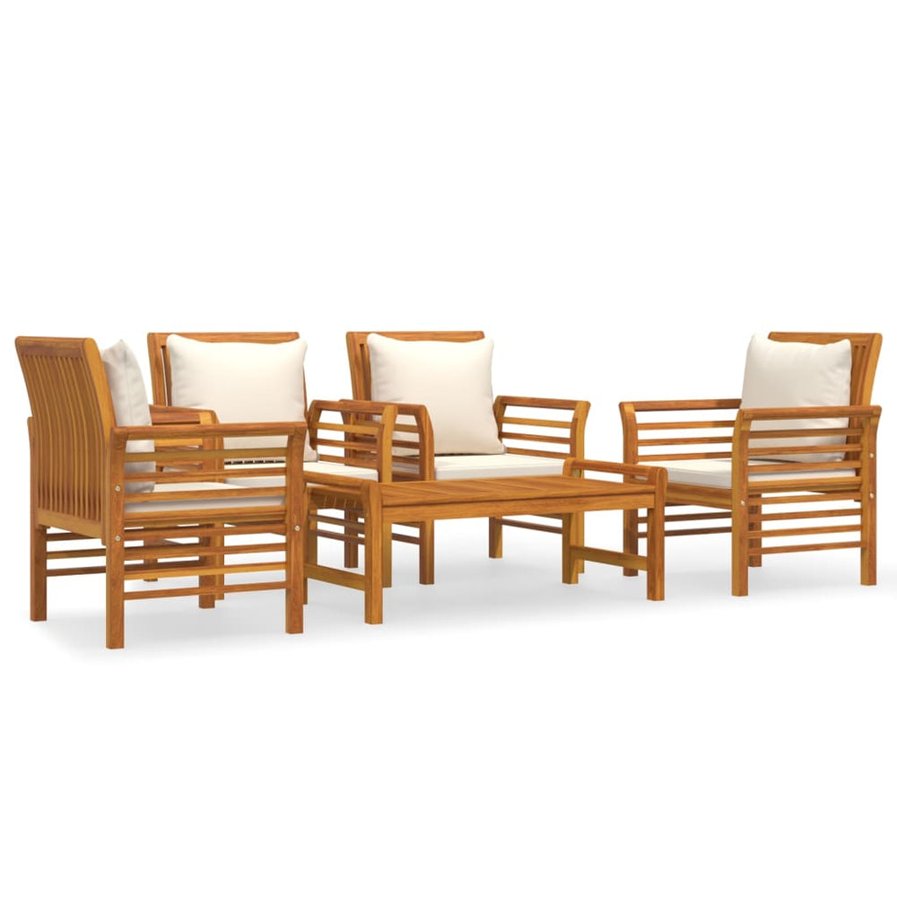 vidaXL Salon de jardin 5 pcs avec coussins Bois d'acacia massif