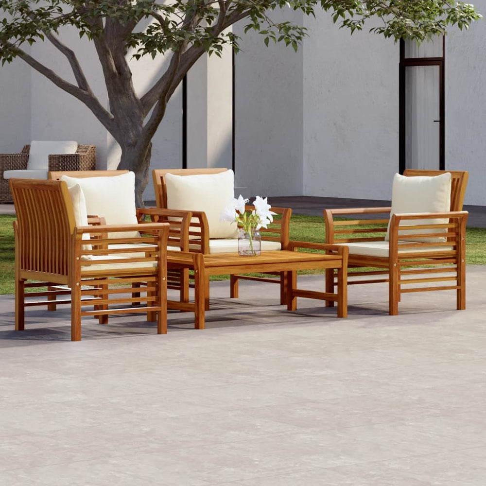 vidaXL Salon de jardin 5 pcs avec coussins Bois d'acacia massif