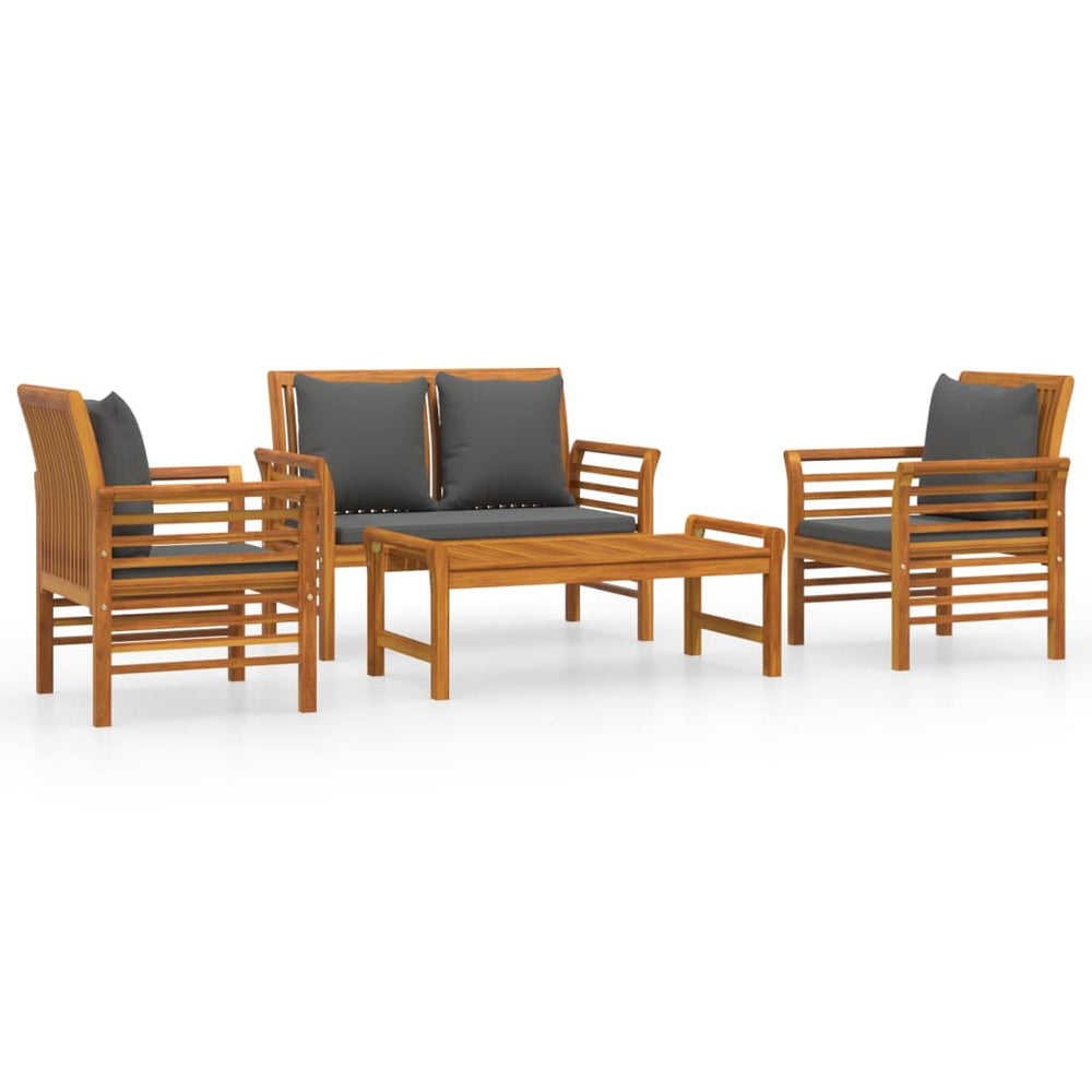 vidaXL Salon de jardin 4 pcs avec coussins Bois d'acacia massif