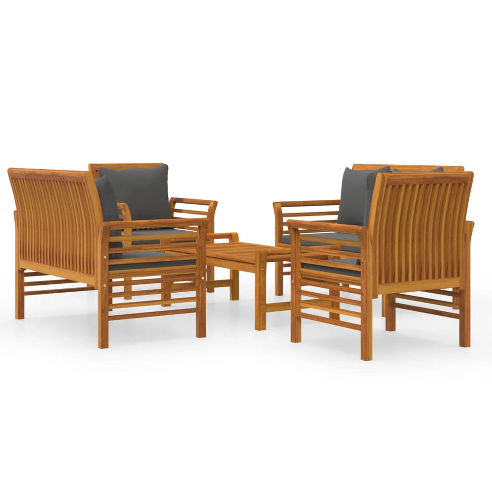 vidaXL Salon de jardin 5 pcs avec coussins Bois d'acacia massif