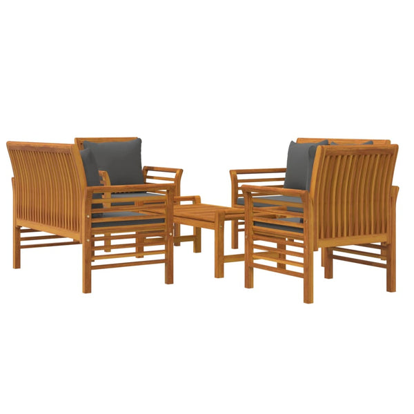5-tlg. Garten-Lounge-Set mit Kissen Massivholz Akazie
