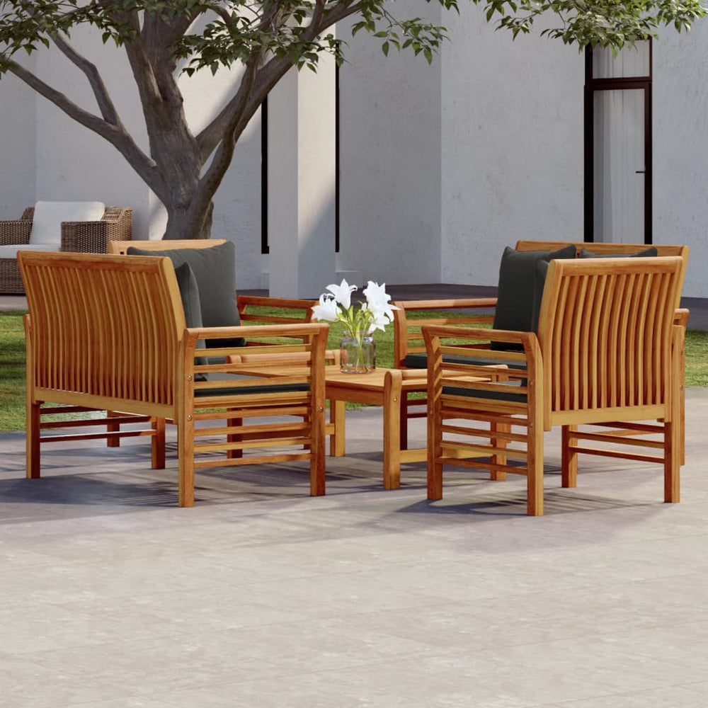 vidaXL Salon de jardin 5 pcs avec coussins Bois d'acacia massif