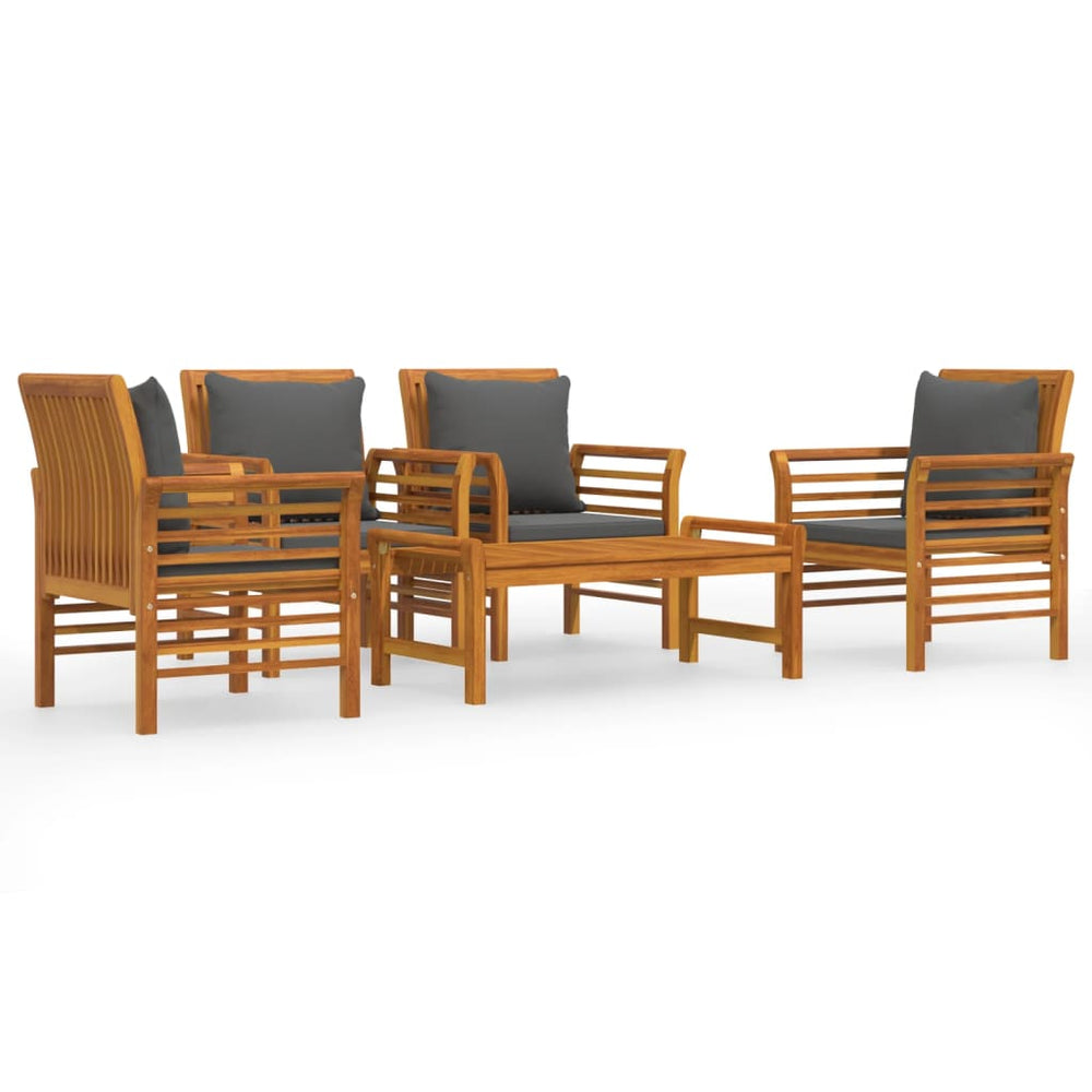 vidaXL Salon de jardin 5 pcs avec coussins Bois d'acacia massif