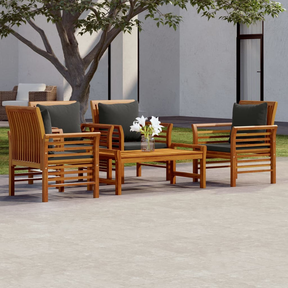 vidaXL Salon de jardin 5 pcs avec coussins Bois d'acacia massif