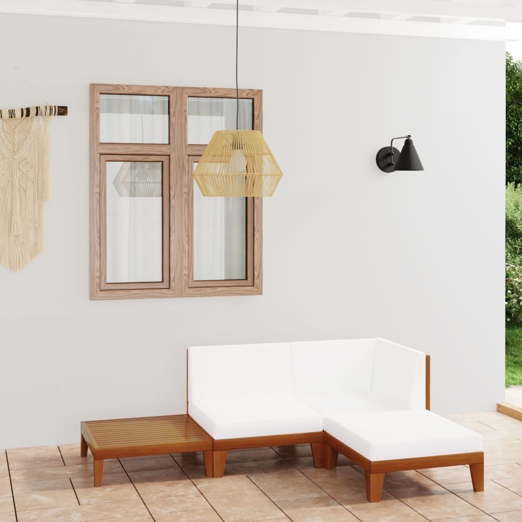 vidaXL Salon de jardin 4 pcs avec coussins Bois d'acacia massif