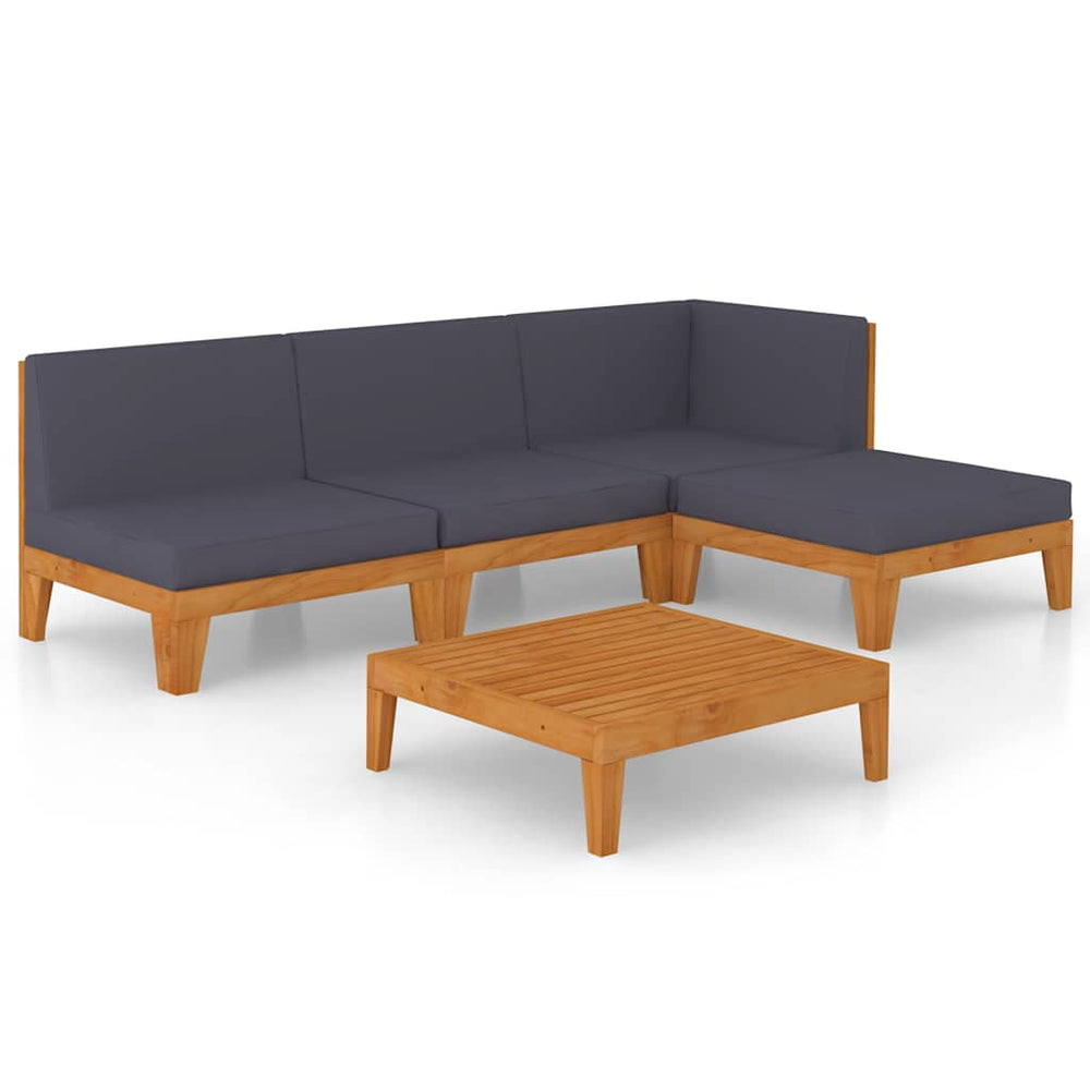 vidaXL Salon de jardin 5 pcs avec coussins Bois d'acacia massif