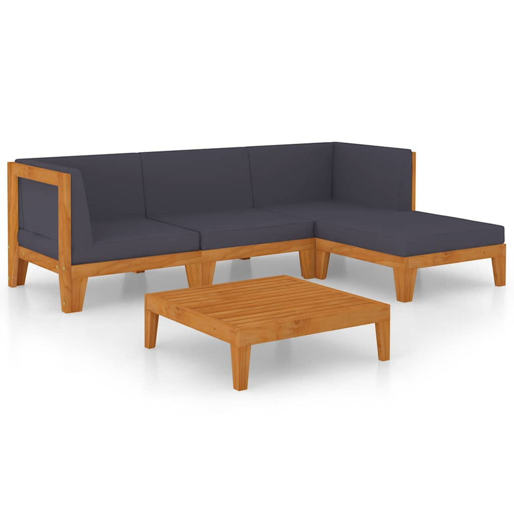 vidaXL Salon de jardin 5 pcs avec coussins Bois d'acacia massif