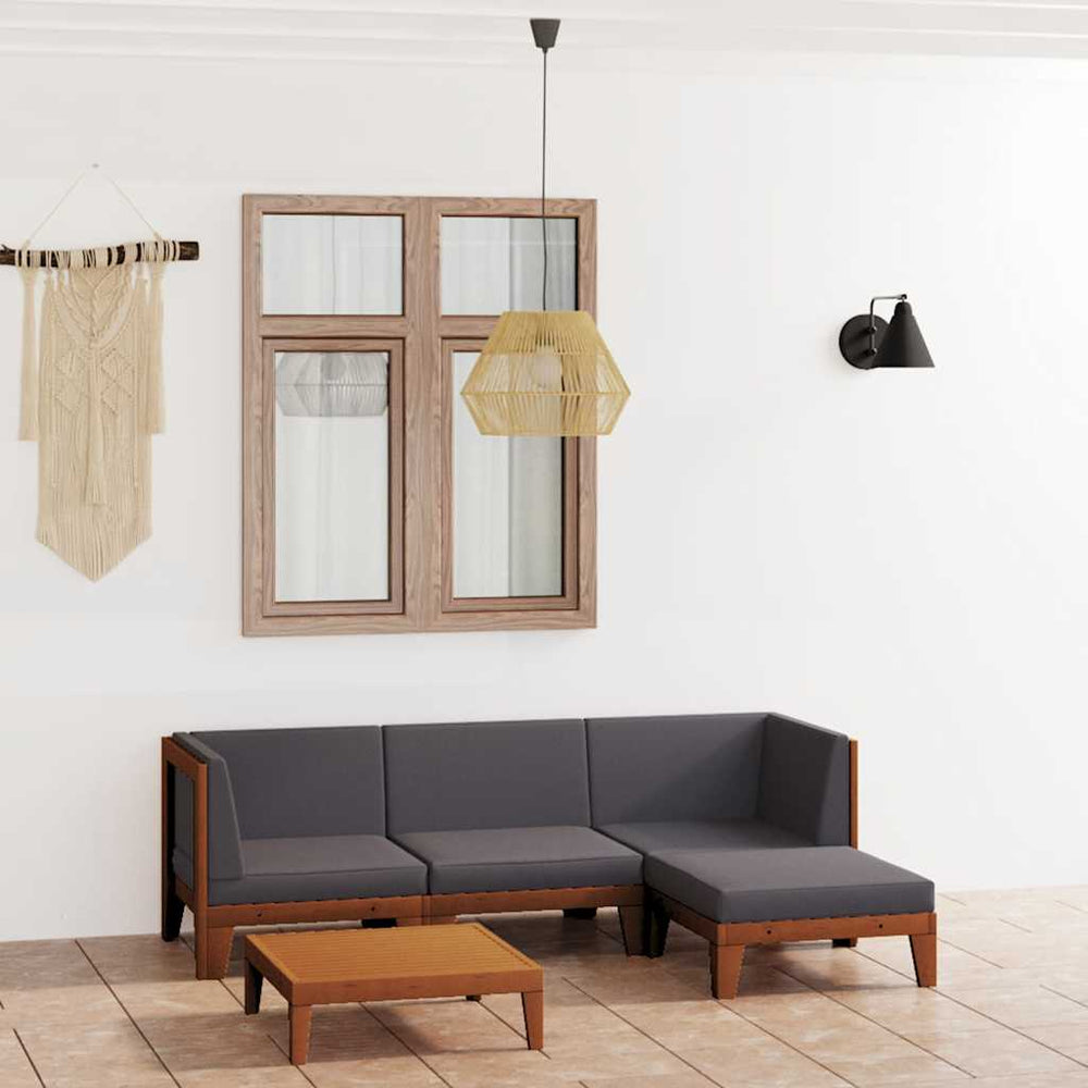 vidaXL Salon de jardin 5 pcs avec coussins Bois d'acacia massif