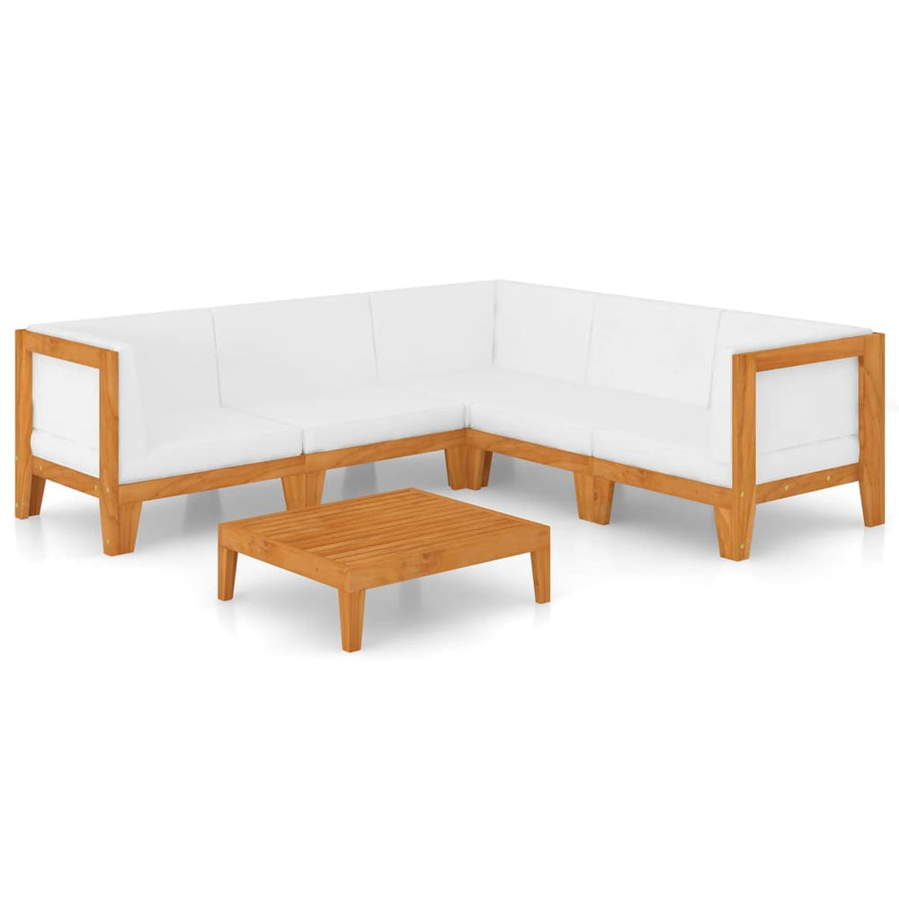 vidaXL Salon de jardin 6 pcs avec coussins Bois d'acacia massif