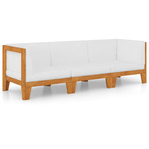 3-tlg. Garten-Lounge-Set mit Kissen Akazie Massivholz