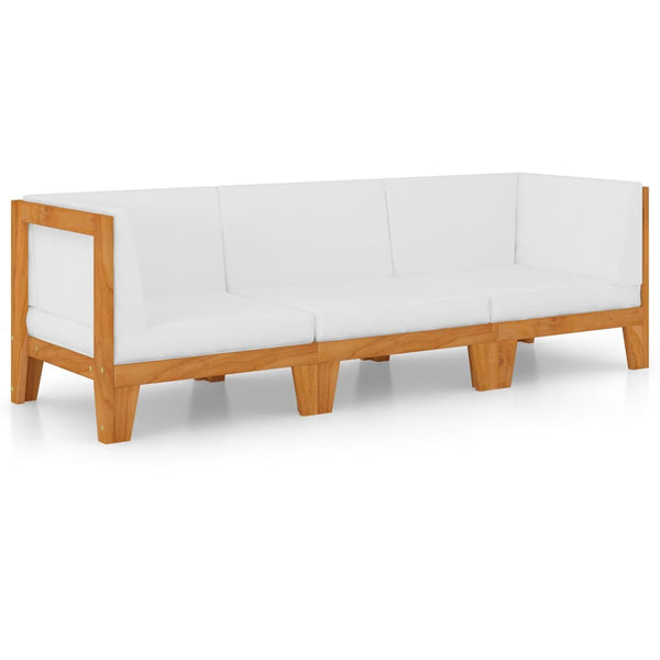 3-tlg. Garten-Lounge-Set mit Kissen Akazie Massivholz