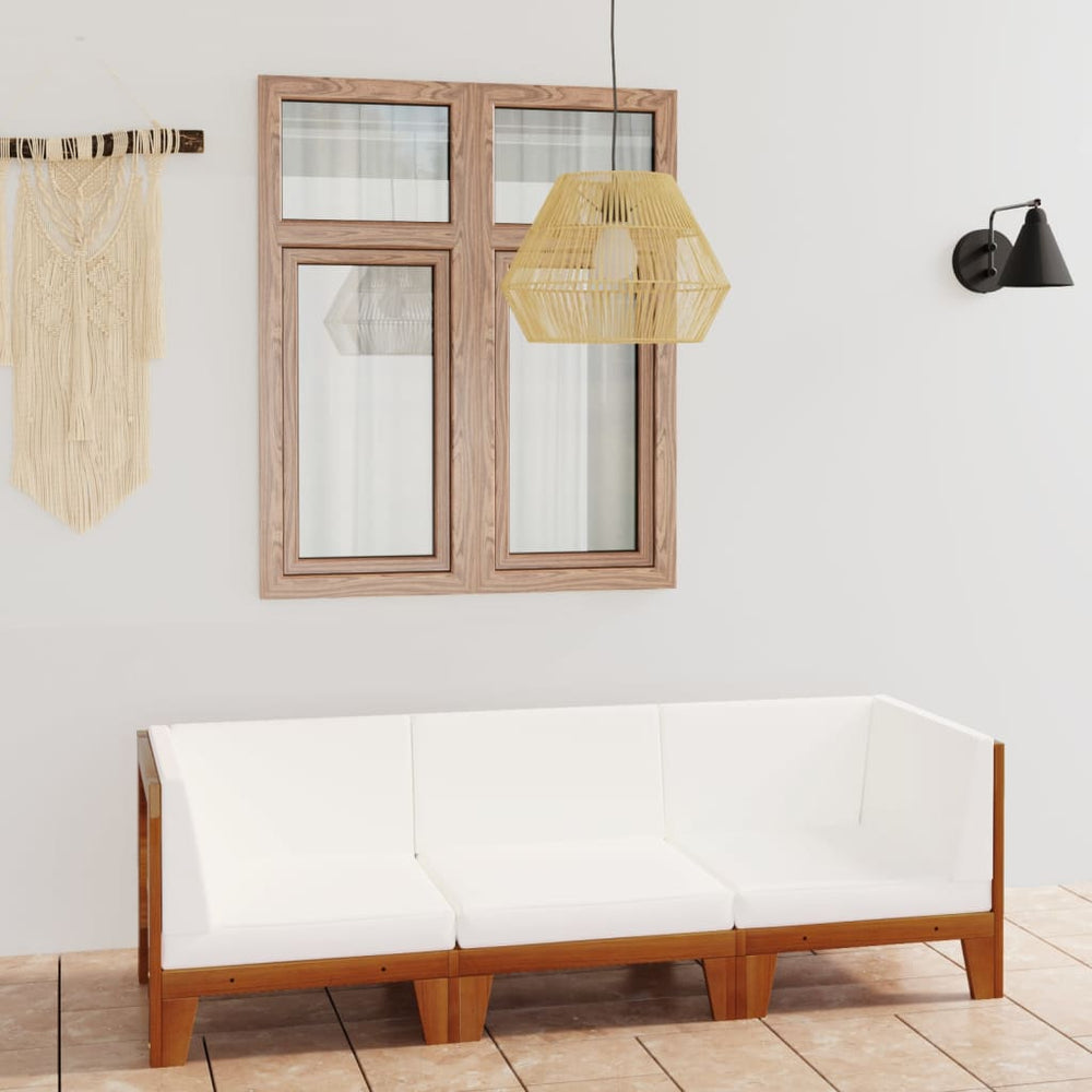 vidaXL Salon de jardin 3 pcs avec coussins Bois d'acacia massif