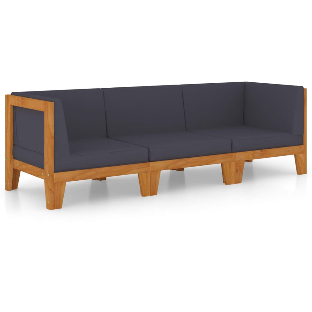vidaXL Salon de jardin 3 pcs avec coussins Bois d'acacia massif