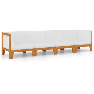 4-tlg. Garten-Lounge-Set mit Kissen Akazie Massivholz