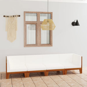 4-tlg. Garten-Lounge-Set mit Kissen Akazie Massivholz