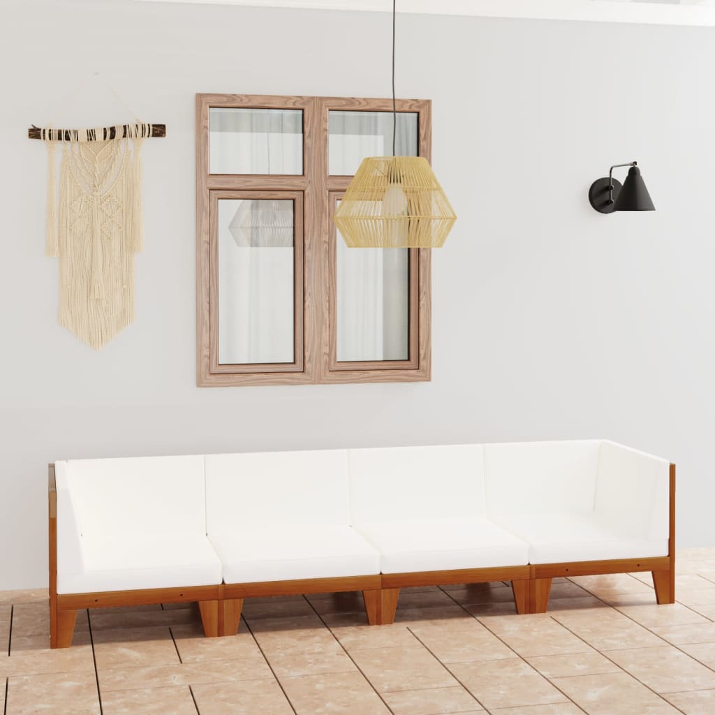 4-tlg. Garten-Lounge-Set mit Kissen Akazie Massivholz
