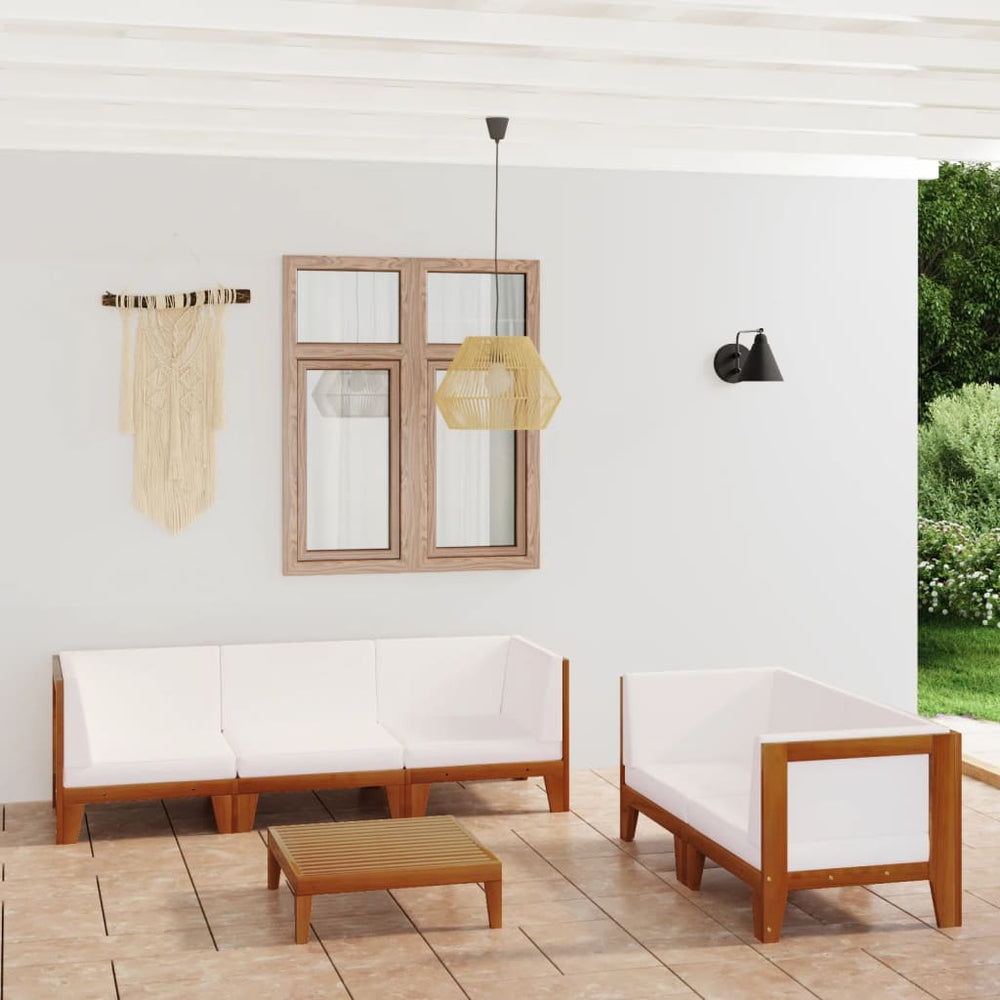 vidaXL Salon de jardin 6 pcs avec coussins Bois d'acacia massif