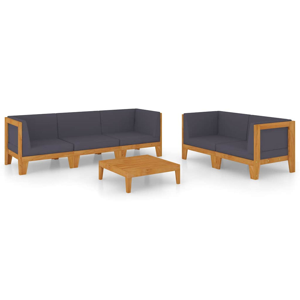 vidaXL Salon de jardin 6 pcs avec coussins Bois d'acacia massif