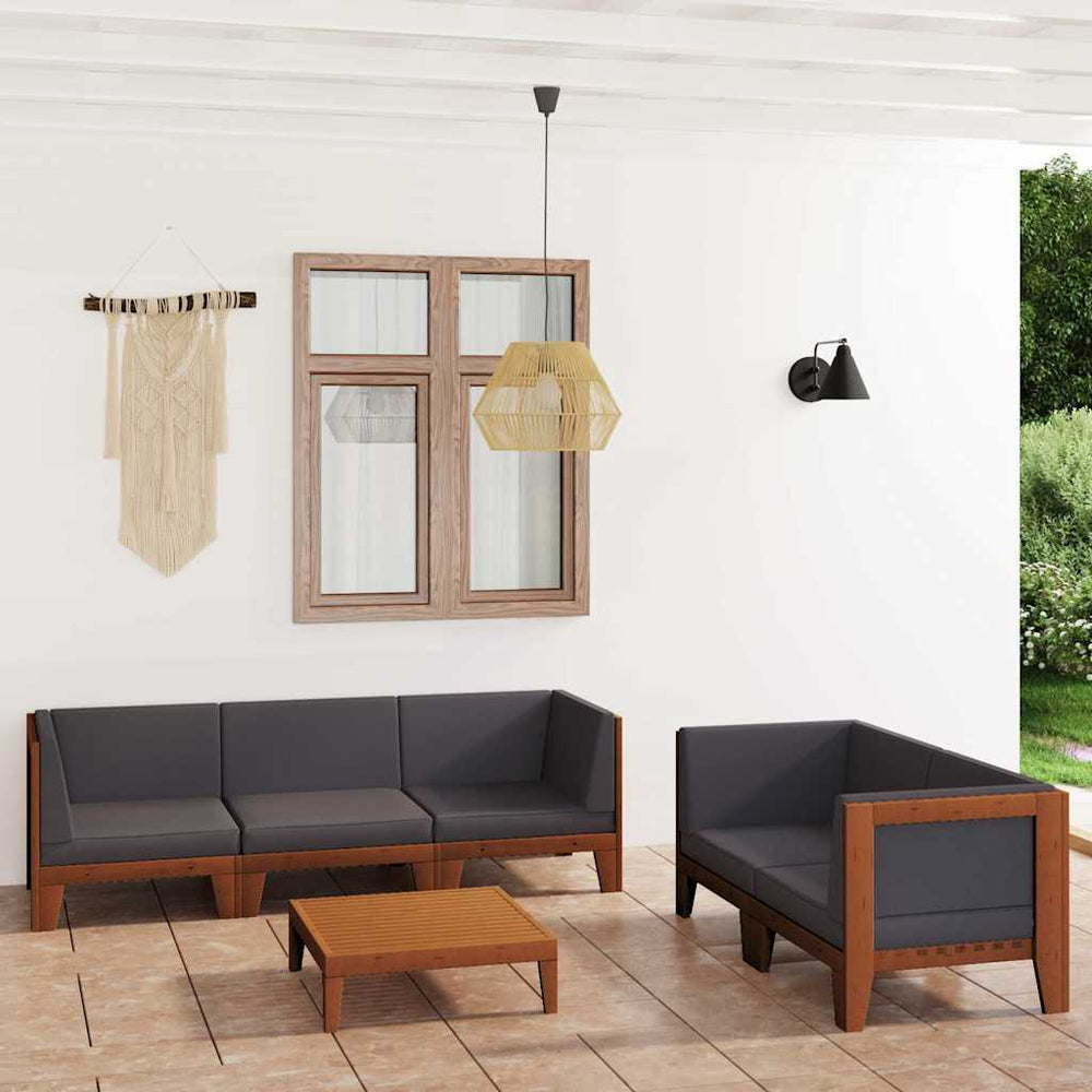 vidaXL Salon de jardin 6 pcs avec coussins Bois d'acacia massif