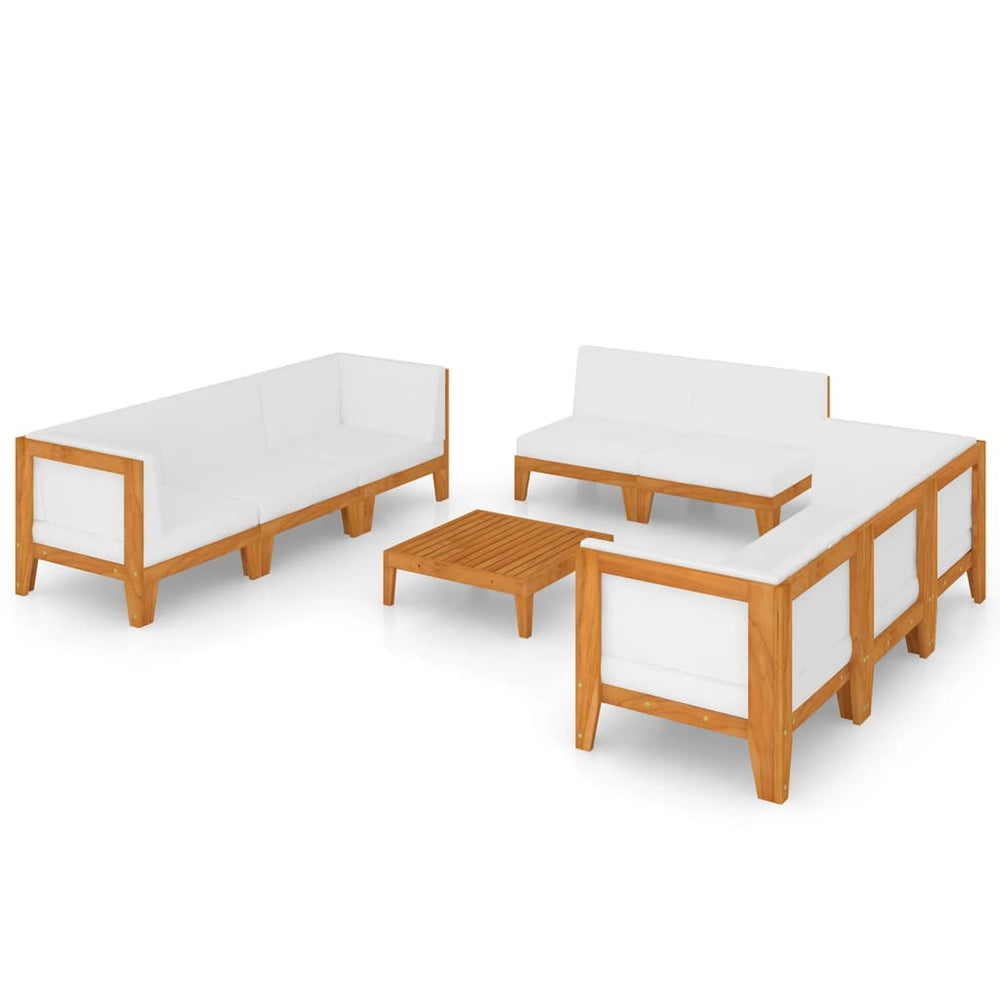 vidaXL Salon de jardin 9 pcs avec coussins Bois d'acacia massif