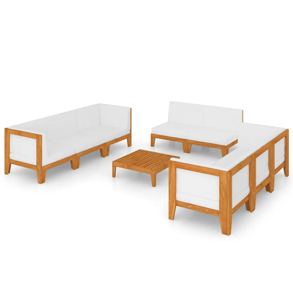 vidaXL Salon de jardin 9 pcs avec coussins Bois d'acacia massif