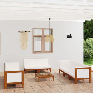vidaXL Salon de jardin 9 pcs avec coussins Bois d'acacia massif
