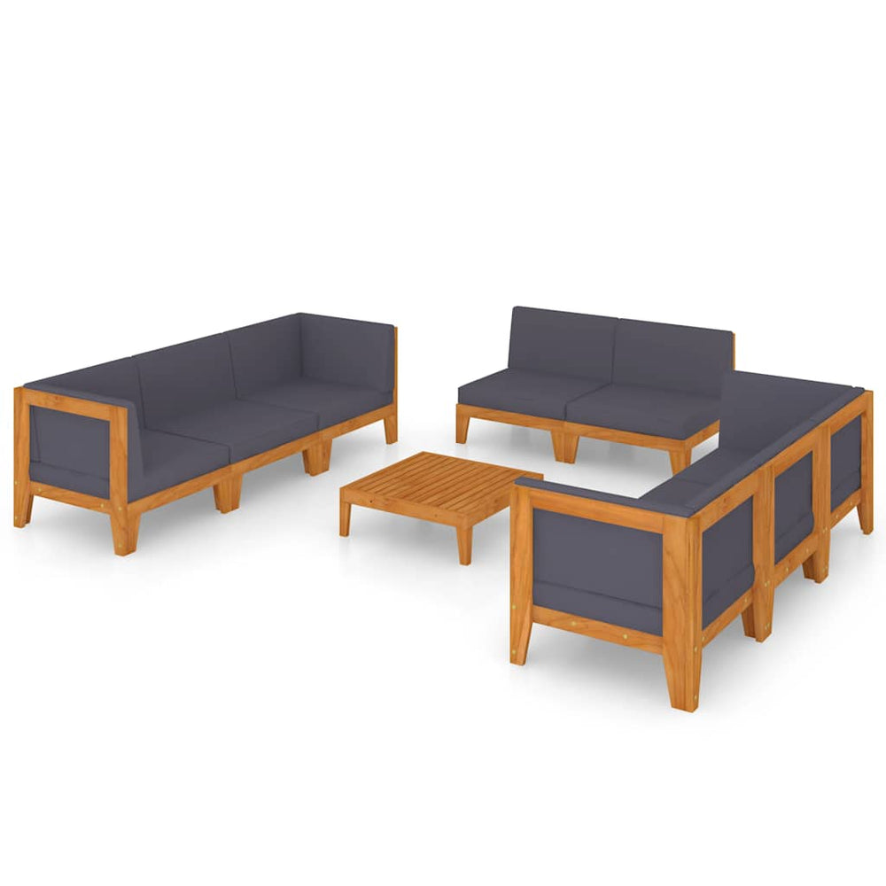 vidaXL Salon de jardin 9 pcs avec coussins Bois d'acacia massif