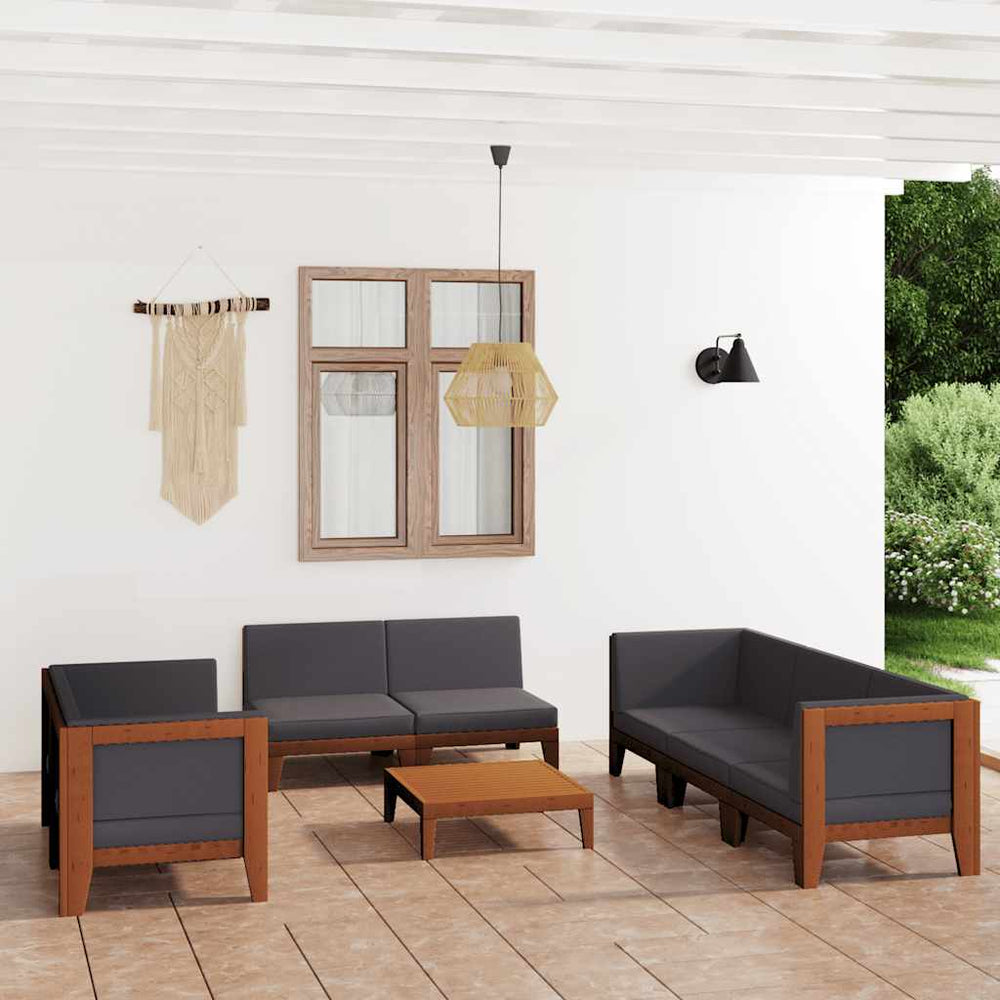 vidaXL Salon de jardin 9 pcs avec coussins Bois d'acacia massif