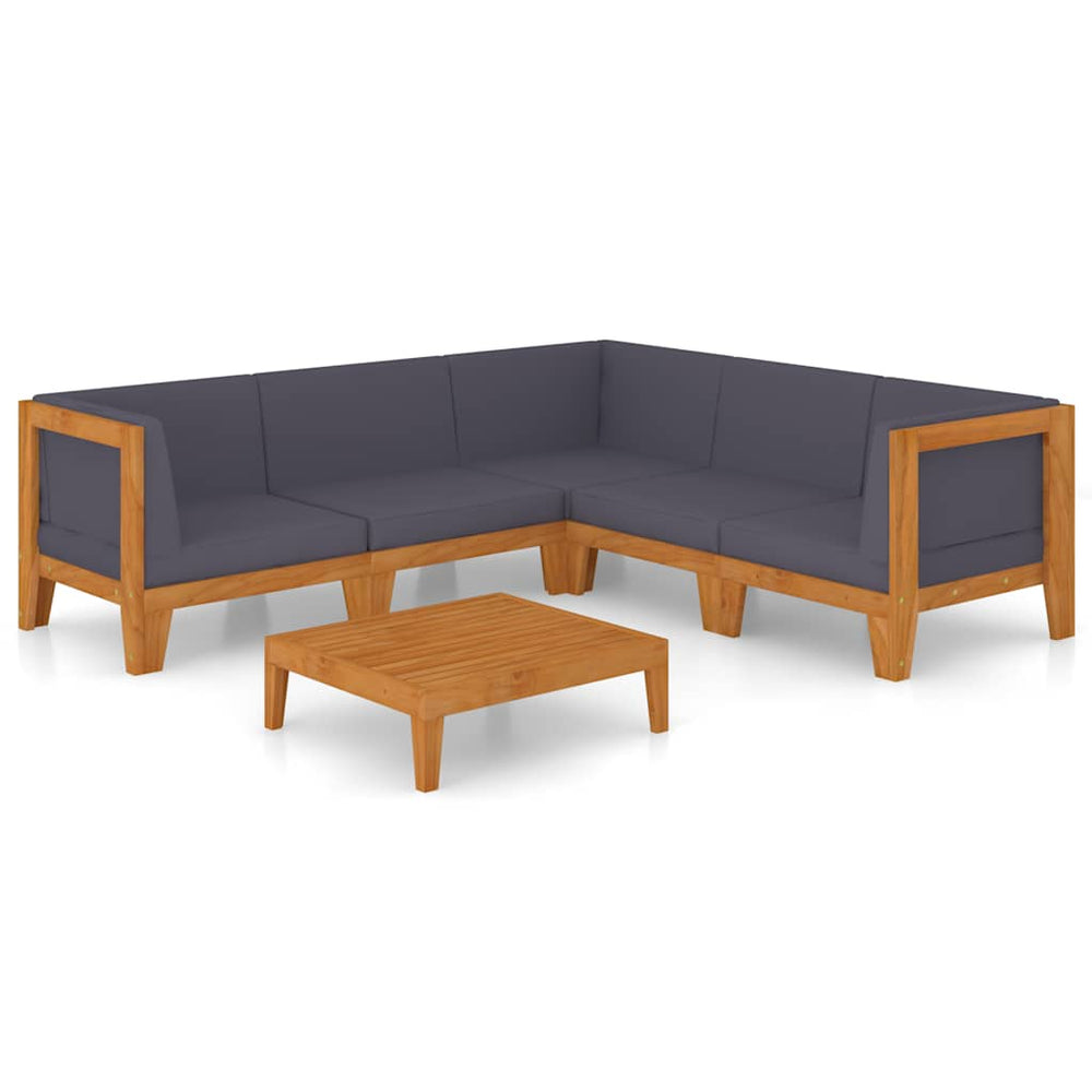 vidaXL Salon de jardin 6 pcs avec coussins Bois d'acacia massif