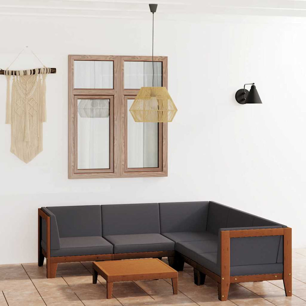 vidaXL Salon de jardin 6 pcs avec coussins Bois d'acacia massif