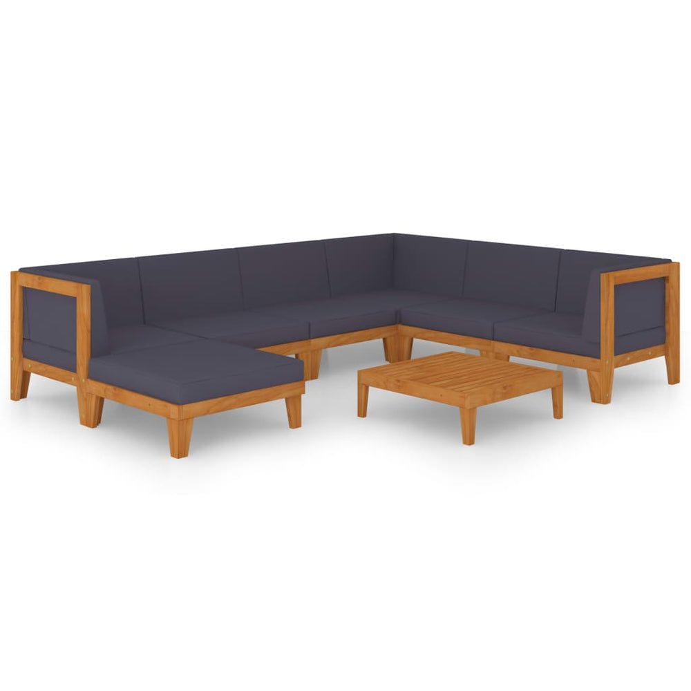 vidaXL Salon de jardin 8 pièces avec coussins, bois d'acacia massif