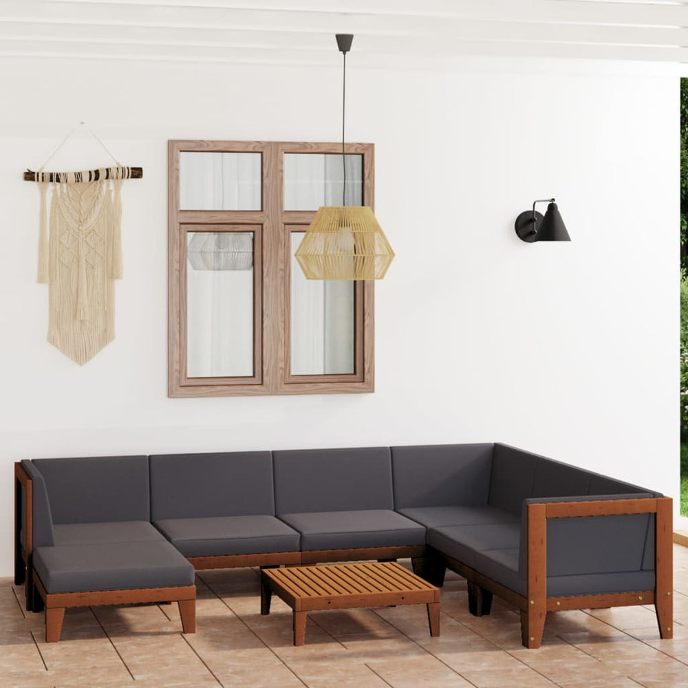 vidaXL Salon de jardin 8 pièces avec coussins, bois d'acacia massif
