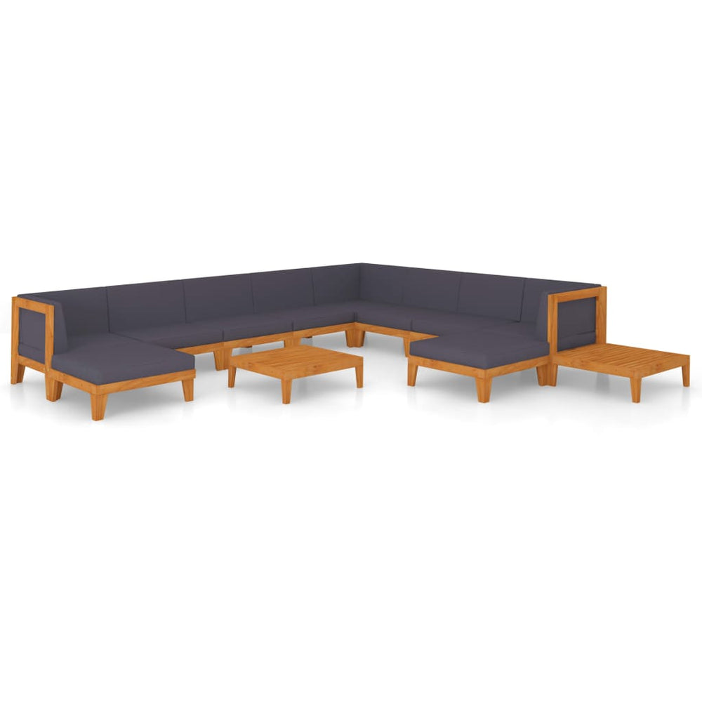 vidaXL Salon de jardin 12 pcs avec coussins Bois d'acacia massif