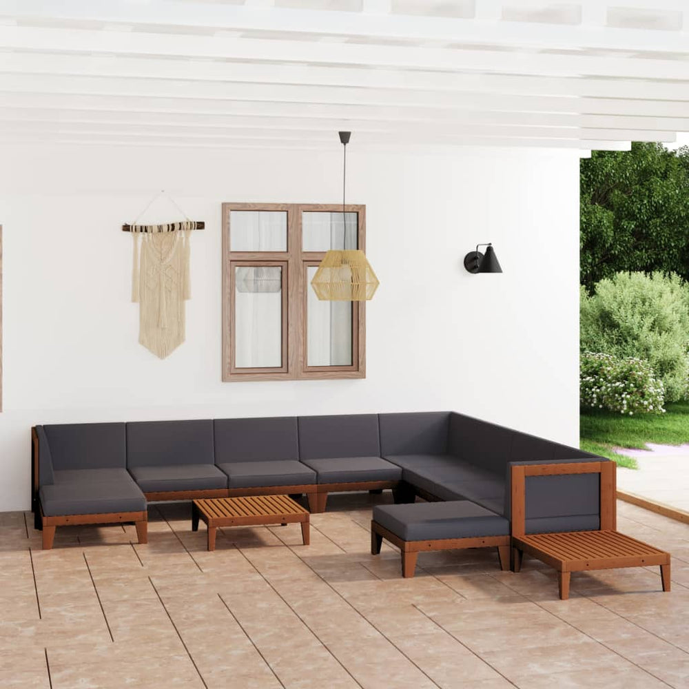 vidaXL Salon de jardin 12 pcs avec coussins Bois d'acacia massif