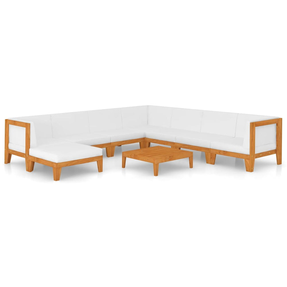 vidaXL Salon de jardin 9 pcs avec coussins Bois d'acacia massif