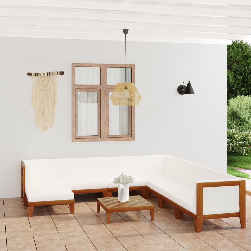 vidaXL Salon de jardin 9 pcs avec coussins Bois d'acacia massif